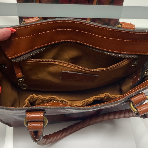 Patricia Nash, leather new without tags Floral Leather Tote Bag in Brown and Red - Picture 5 of 12